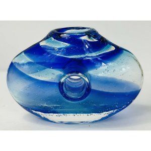 Blue Art Glass Paperweight / Vase 7”x5”